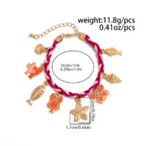 Boho Enamel Crab Lobster Starfish Charm Braided String Bracelet - ArtGalleryZen