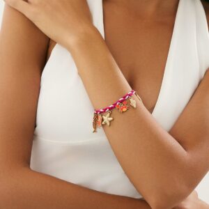 Boho Enamel Crab Lobster Starfish Charm Braided String Bracelet - ArtGalleryZen