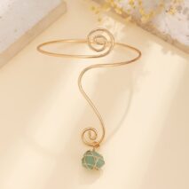 Boho Geometric Turquoise Stone Charm Spiral Arm Cuff - ArtGalleryZen