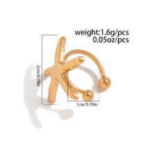 Boho Gold Silver Plated Starfish Ear Cuff Earring - ArtGalleryZen