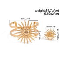 Boho Gold Silver Plated Sun Open Ring Bangle Bracelet Set - ArtGalleryZen