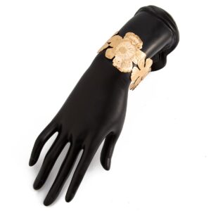Boho Gold Silver Tone Chunky Flower Bangle Bracelet - ArtGalleryZen