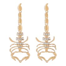 Boho Gold Silver Tone CZ Inlaid Scorpion Dangle Earrings - ArtGalleryZen