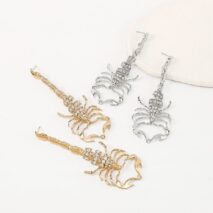 Boho Gold Silver Tone CZ Inlaid Scorpion Dangle Earrings - ArtGalleryZen