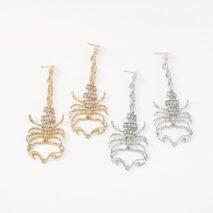 Boho Gold Silver Tone CZ Inlaid Scorpion Dangle Earrings - ArtGalleryZen