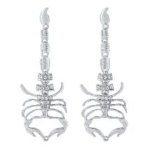 Boho Gold Silver Tone CZ Inlaid Scorpion Dangle Earrings - ArtGalleryZen