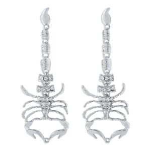 Boho Gold Silver Tone CZ Inlaid Scorpion Dangle Earrings - ArtGalleryZen