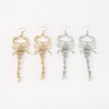 Boho Gold Silver Tone Rhinestone Inlaid Scorpion Earrings - ArtGalleryZen