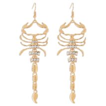 Boho Gold Silver Tone Rhinestone Inlaid Scorpion Earrings - ArtGalleryZen