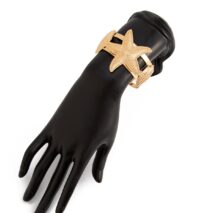 Boho Gold Silver Tone Shell Starfish Hollow Bangle Bracelet - ArtGalleryZen