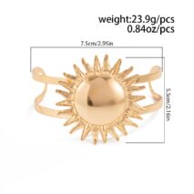Boho Gold Silver Tone Sun Arm Cuff - ArtGalleryZen