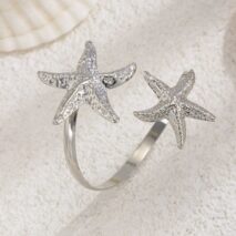 Boho Gold Silver Tone Textured Starfish Arm Cuff - ArtGalleryZen