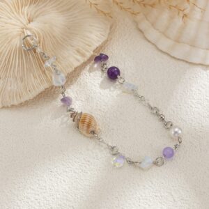 Boho Irregular Crystal Stone Conch Pearl Chain Hair Braids Ring - ArtGalleryZen