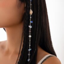 Boho Irregular Crystal Stone Conch Pearl Chain Hair Braids Ring - ArtGalleryZen