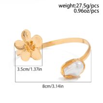 Boho Irregular Pearl Flower Arm Cuff - ArtGalleryZen