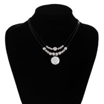 Boho Irregular Pearl Pendant Wax Cord String Necklace - ArtGalleryZen