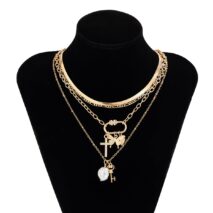 Boho Layered Butterfly Pearl Pendant Snake Chain Choker Necklace Set - ArtGalleryZen