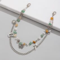 Boho Layered Butterfly Sun Moon Star Charm Turquoise Stone Bag Chain - ArtGalleryZen