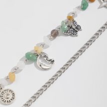 Boho Layered Butterfly Sun Moon Star Charm Turquoise Stone Bag Chain - ArtGalleryZen
