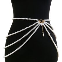 Boho Layered Chunky Pearl Waist Chain - ArtGalleryZen