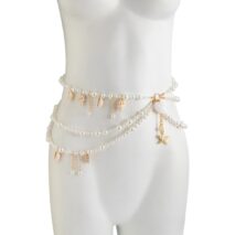 Boho Layered Conch Starfish Pendant Pearl Waist Chain Body Chain Bra - ArtGalleryZen