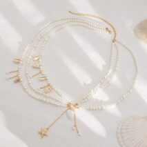 Boho Layered Conch Starfish Pendant Pearl Waist Chain Body Chain Bra - ArtGalleryZen