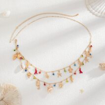 Boho Layered Evil Eye Conch Turtle Starfish Tassel Belly Chain - ArtGalleryZen