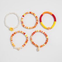 Boho Layered Flower Starfish Conch Polymer Clay Beaded Bracelet Set - ArtGalleryZen