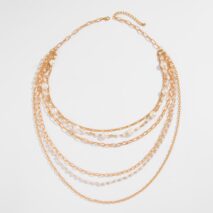 Boho Layered Gold Tone Pearl Cable Chain Necklace - ArtGalleryZen