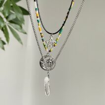 Boho Layered Healing Crystal Sun Moon Star Pendant Seed Beaded Necklace Set - ArtGalleryZen