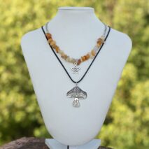 Boho Layered Mushroom Star Pendant Turquoise Stone Chain Necklace Set - ArtGalleryZen