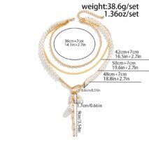 Boho Layered Pearl Tassel Herringbone Cable Chain Y Necklace - ArtGalleryZen