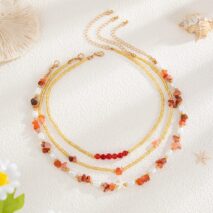 Boho Layered Pearl Turquoise Stone Seed Beaded Necklace Set - ArtGalleryZen