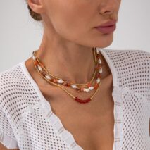 Boho Layered Pearl Turquoise Stone Seed Beaded Necklace Set - ArtGalleryZen