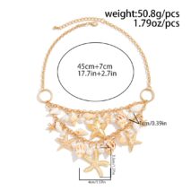 Boho Layered Starfish Pearl Natural Conch Charm Necklace Bracelet - ArtGalleryZen