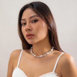 Boho Layered Star Pearl Chain Choker Necklace - ArtGalleryZen