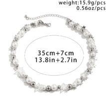 Boho Layered Star Pearl Chain Choker Necklace - ArtGalleryZen