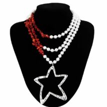 Boho Layered Star Pendant Turquoise Pearl Chain Necklace - ArtGalleryZen