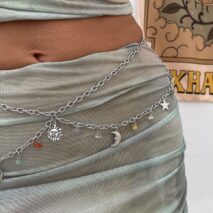 Boho Layered Sun Moon Star Crystal Stone Tassel Waist Chain - ArtGalleryZen