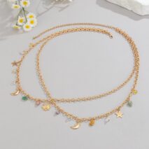 Boho Layered Sun Moon Star Crystal Stone Tassel Waist Chain - ArtGalleryZen
