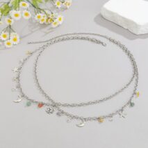 Boho Layered Sun Moon Star Crystal Stone Tassel Waist Chain - ArtGalleryZen