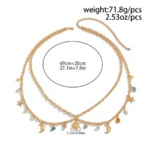 Boho Layered Sun Moon Star Crystal Stone Tassel Waist Chain - ArtGalleryZen