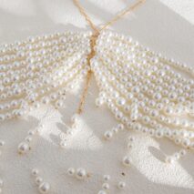 Boho Metallic Feather Tassel Pearl Beaded Lingerie Halter Top Backless Bra - ArtGalleryZen