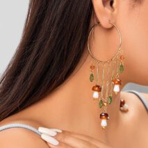 Boho Mushroom Tassel Dangle Hoop Earrings - ArtGalleryZen