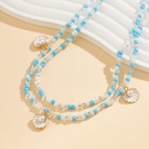 Boho Ocean Style Crystal Beaded Enamel Shell Pendant Waist Chain Set - ArtGalleryZen