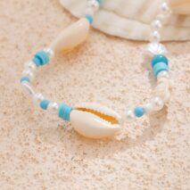 Boho Pearl Crystal Beaded Conch Turtle Necklace - ArtGalleryZen