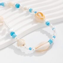 Boho Pearl Crystal Beaded Conch Turtle Necklace - ArtGalleryZen