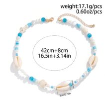 Boho Pearl Crystal Beaded Conch Turtle Necklace - ArtGalleryZen