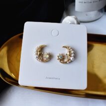 Boho Pearl Inlaid Moon Phase Star Dangle Earrings - ArtGalleryZen