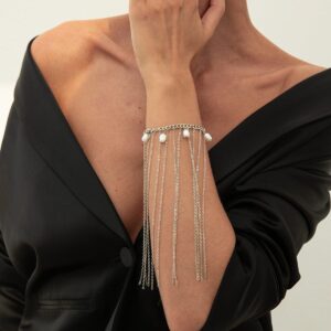 Boho Pearl Long Chain Tassel Bracelet - ArtGalleryZen
